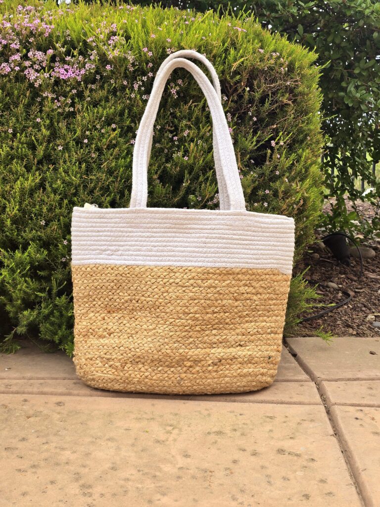 Ohana Woven, Lined Jute Tote Bag