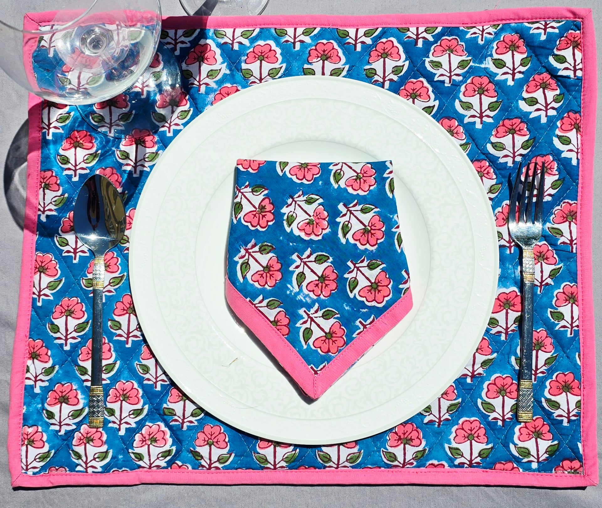 Wildrose Pure Cotton Hand block Printed Napkin