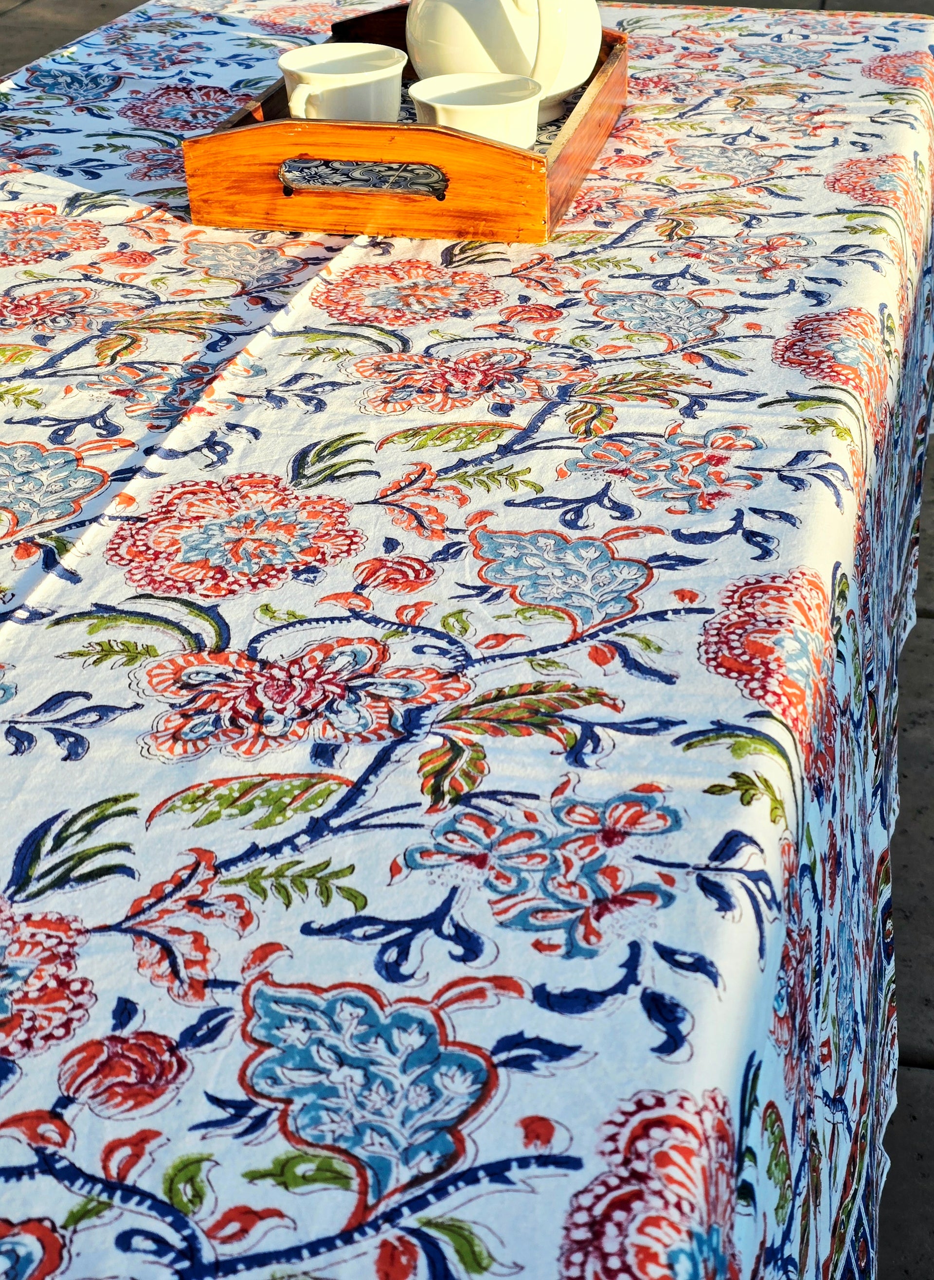 Flower Song Block Printed Table Cloth