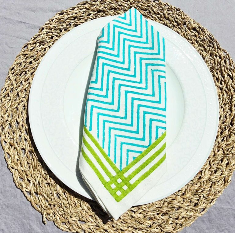 Green Chevron Cotton Napkin