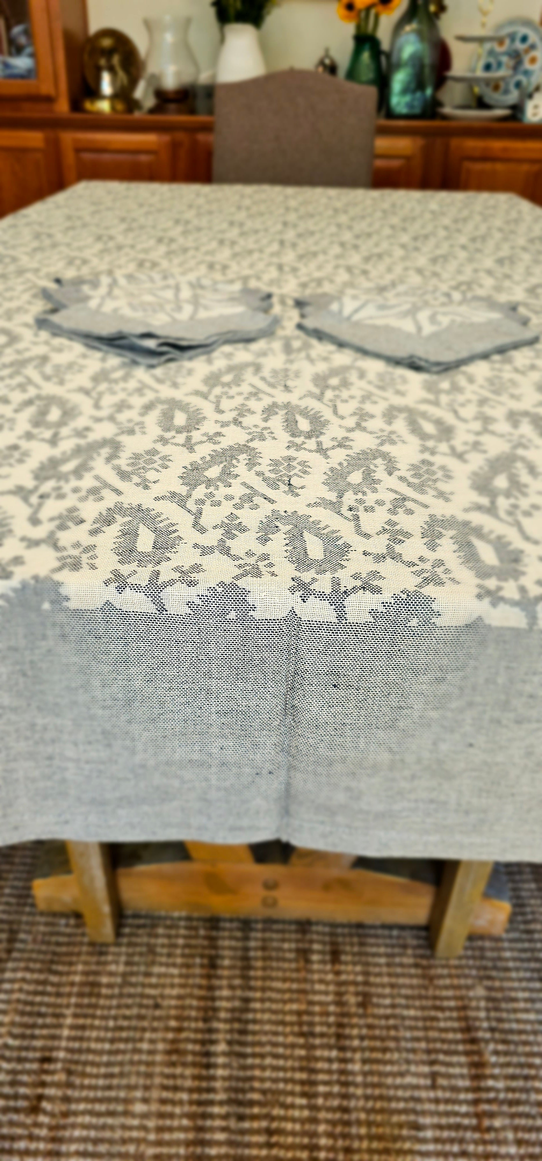 Fern garden Pure Cotton Handwoven Jacquard Table cover