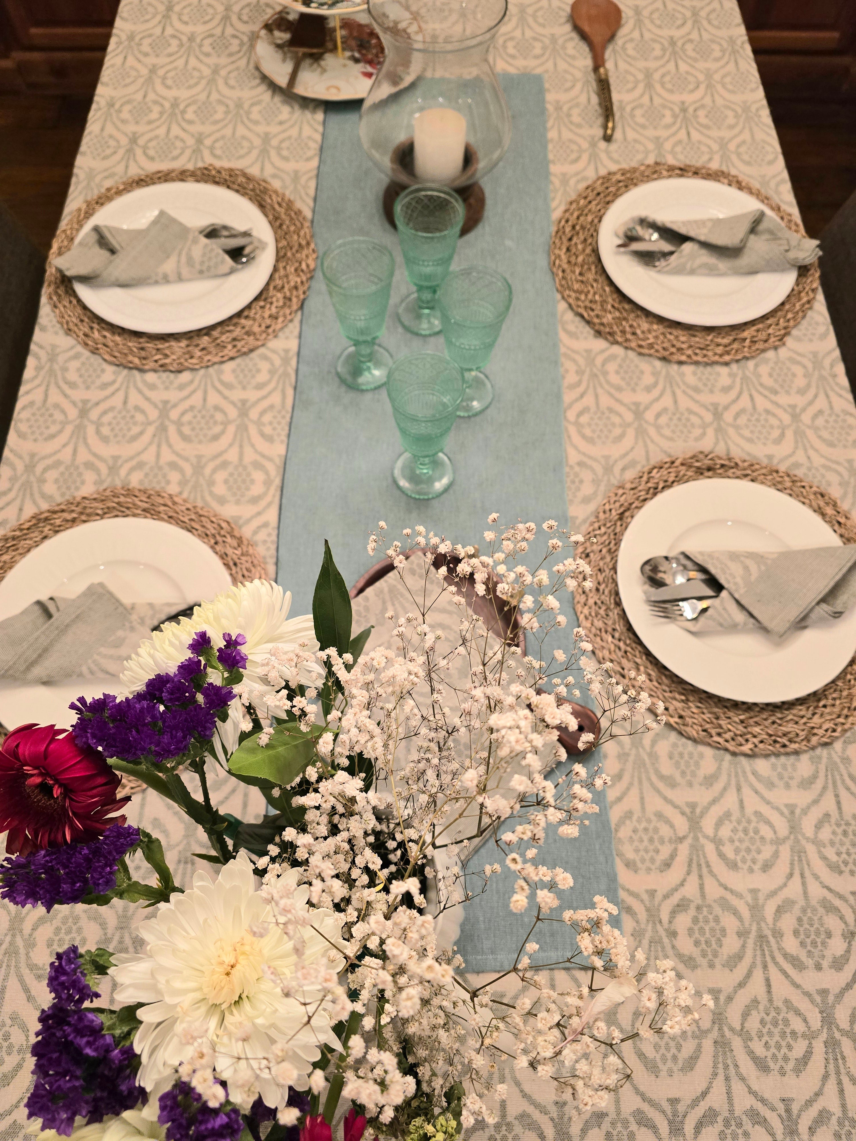 Fern garden Pure Cotton Handwoven Jacquard Table cover
