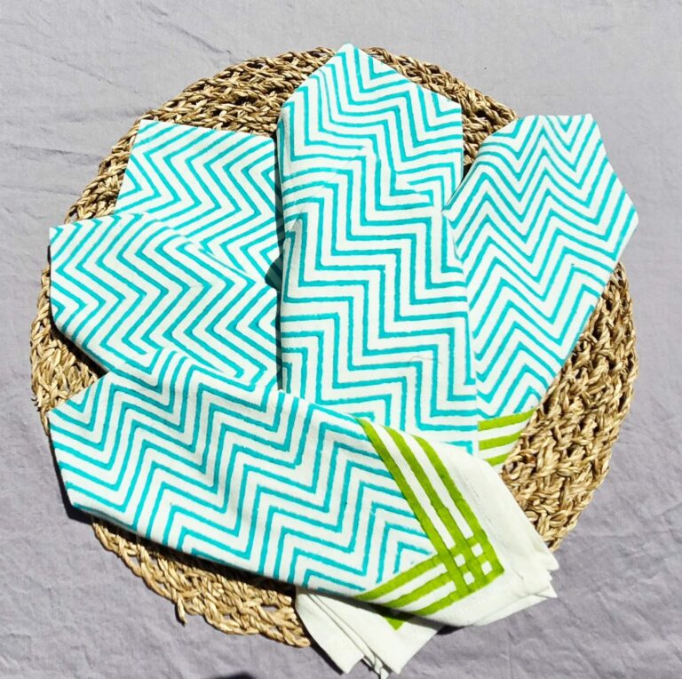 Green Chevron Cotton Napkin