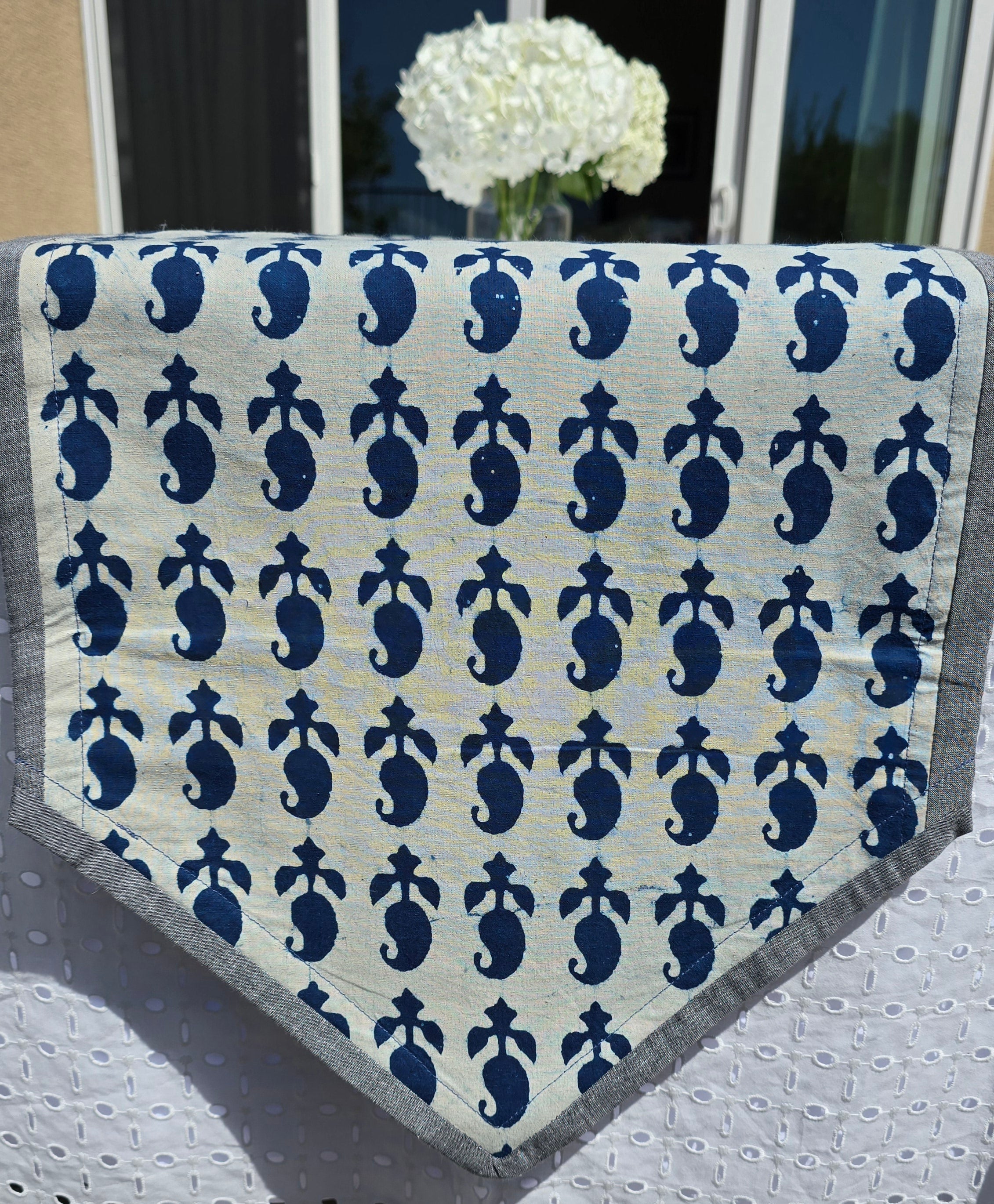 Handcrafted Cotton Indigo Table Runner
