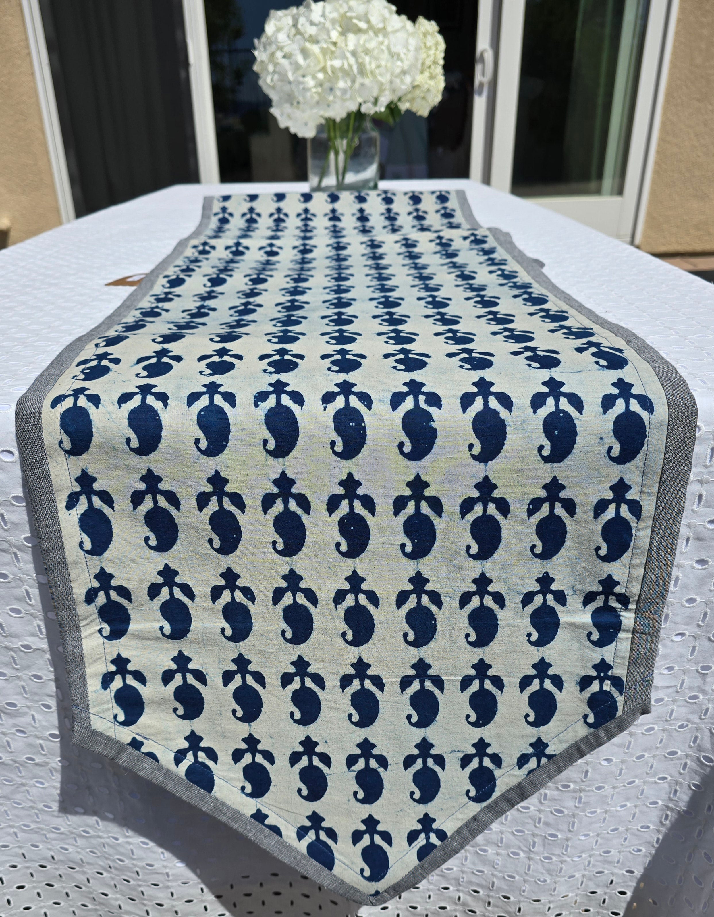Handcrafted Cotton Indigo Table Runner