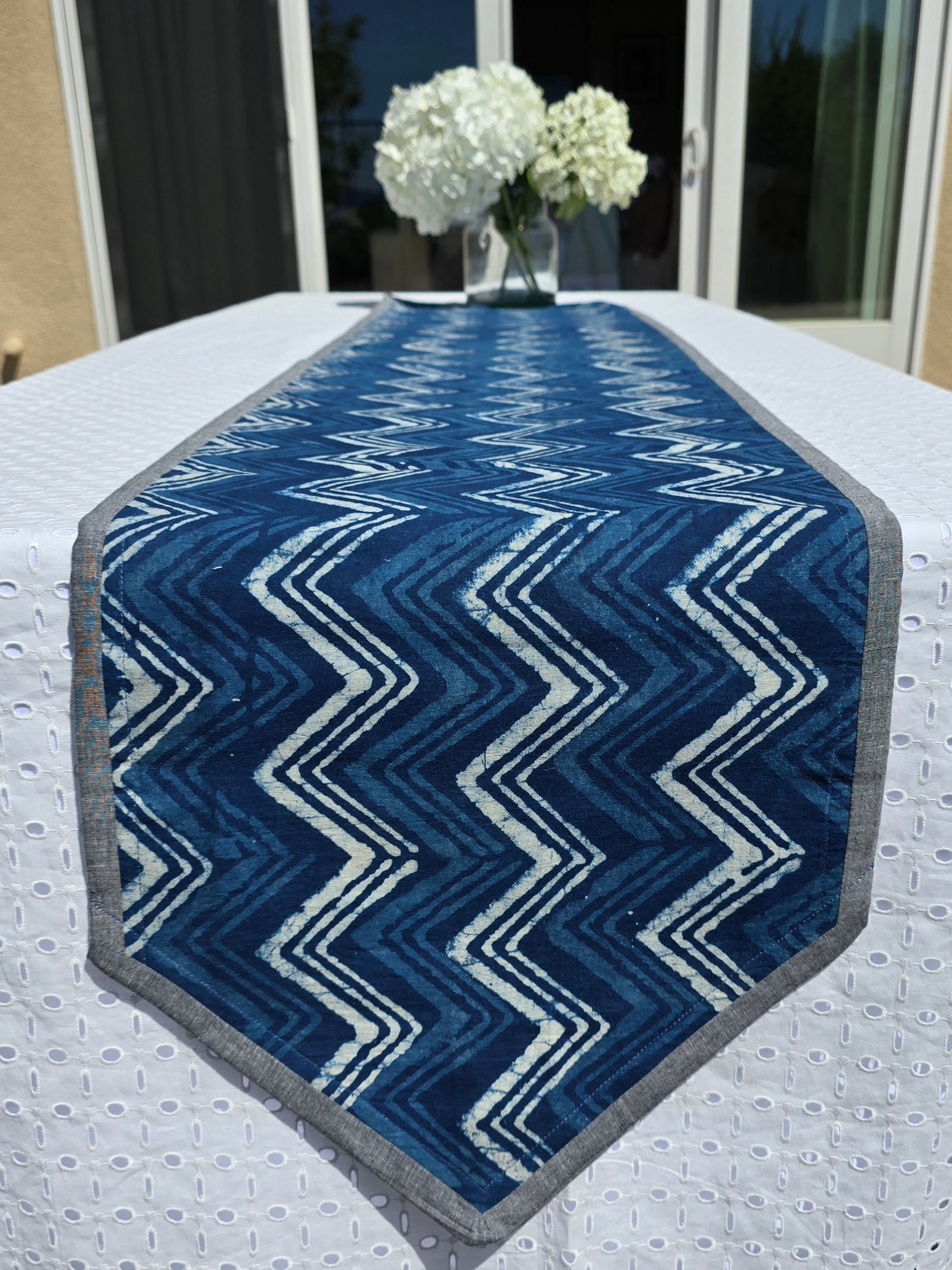 Handcrafted Cotton Indigo Table Runner