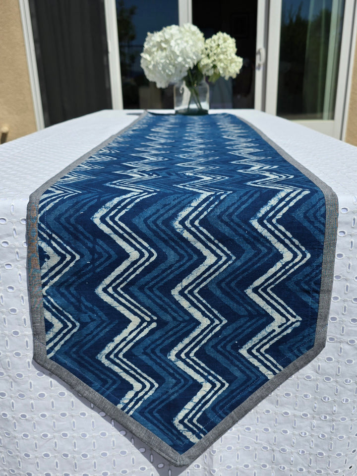 Handcrafted Cotton Indigo Table Runner