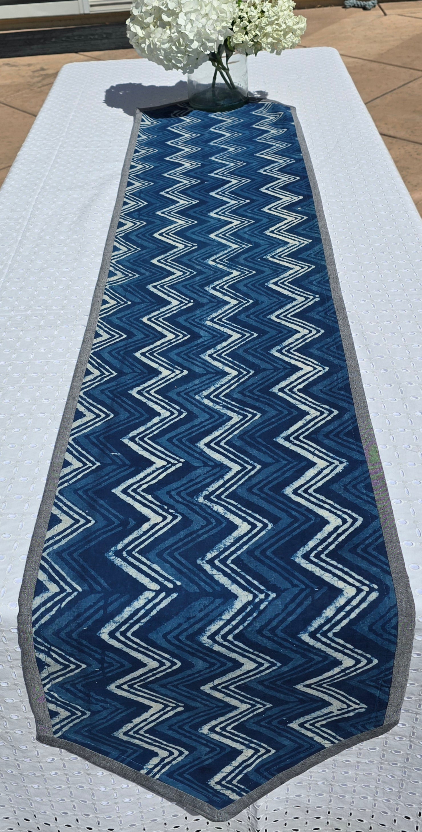 Handcrafted Cotton Indigo Table Runner