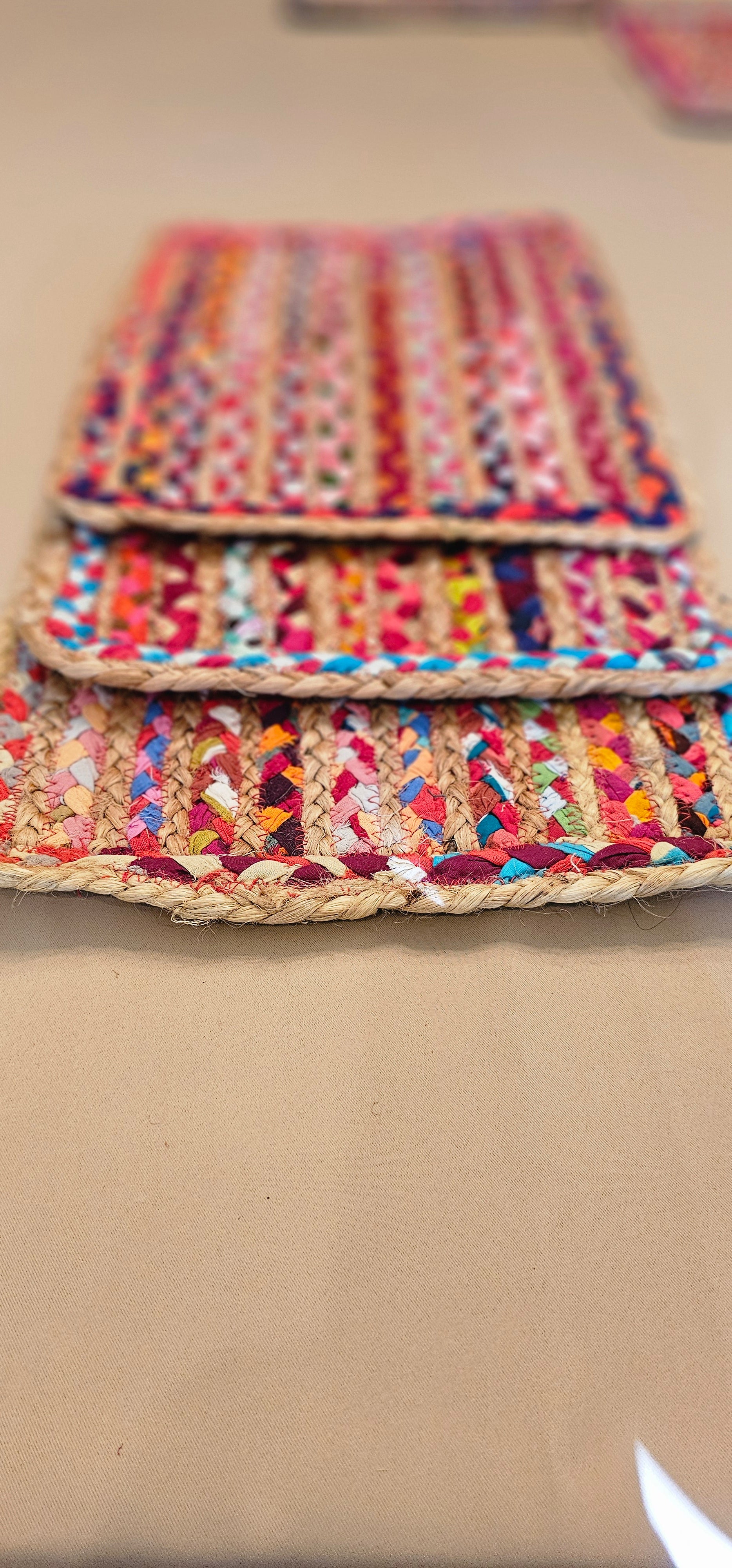 Multicolor Handmade Jute Woven Placemat Set