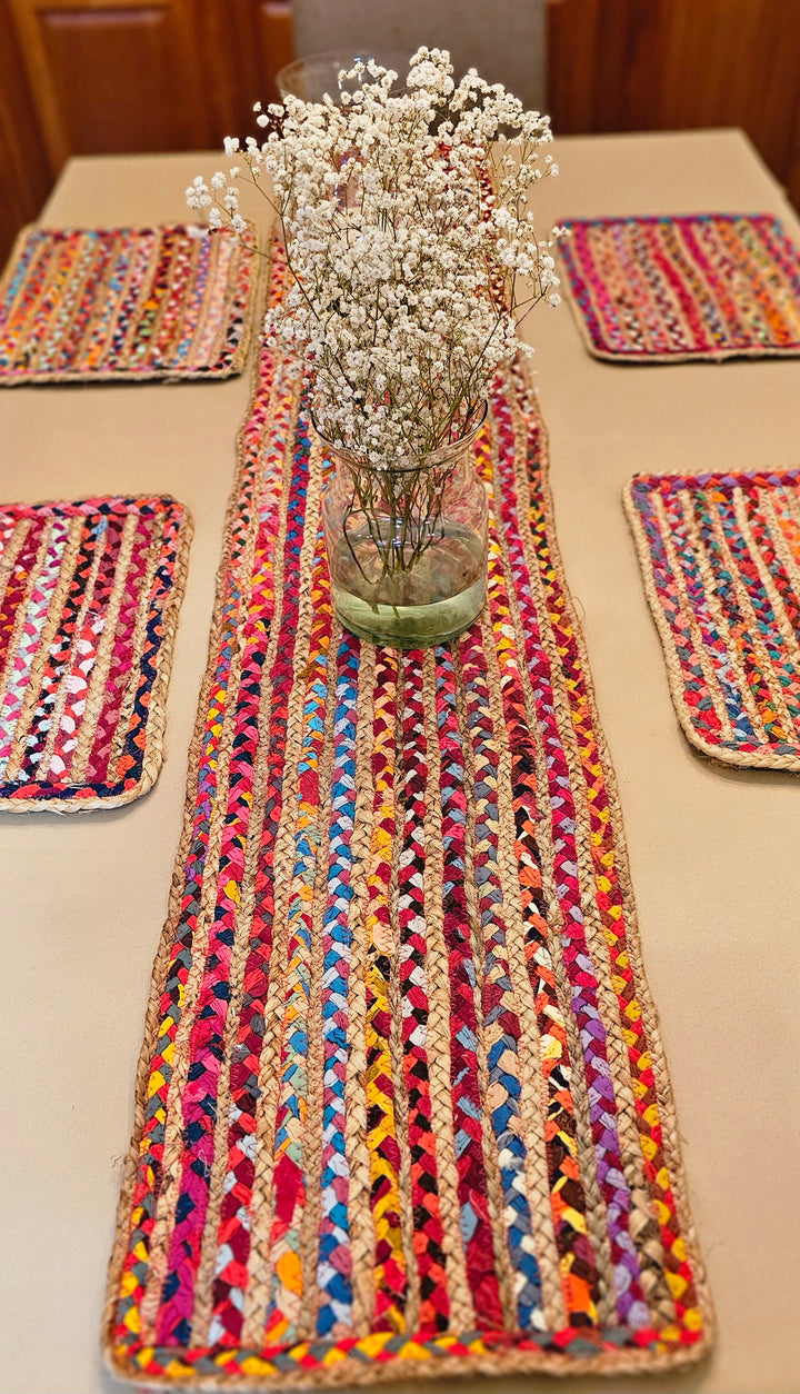 Multicolor Handmade Jute Woven Placemat Set