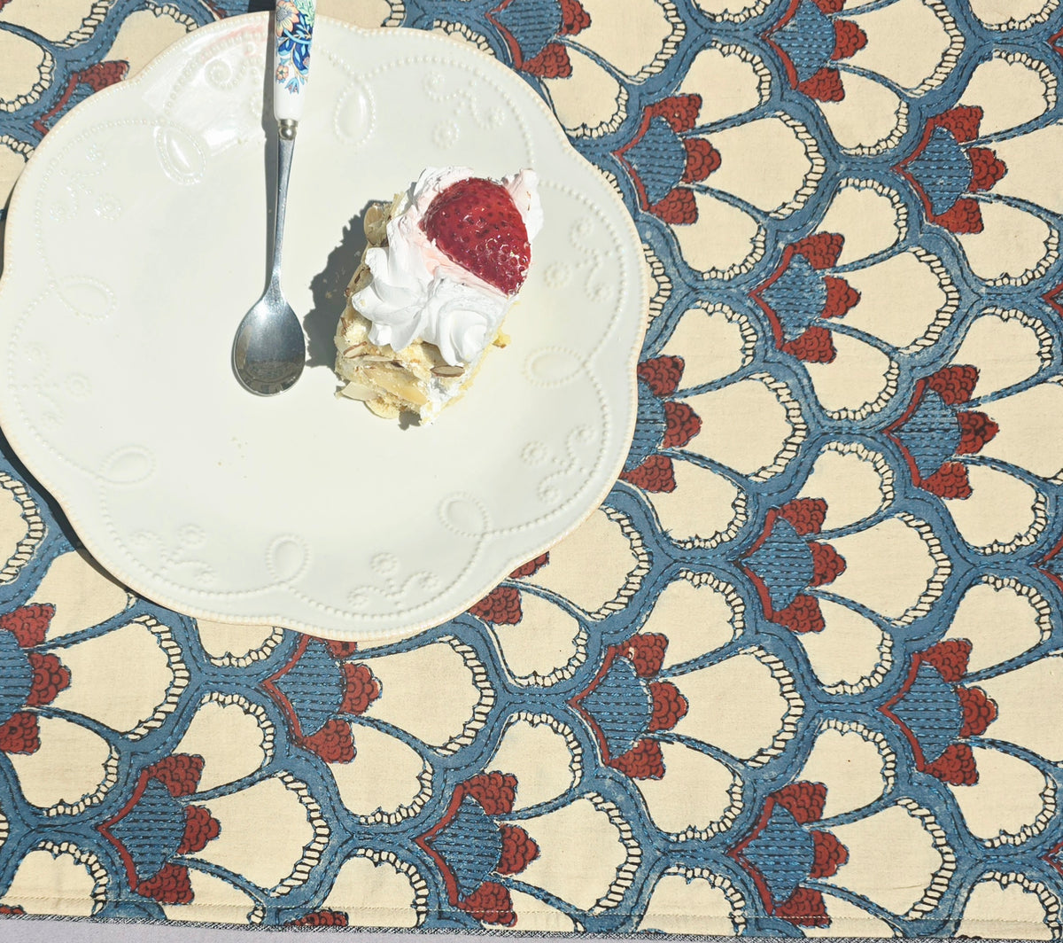 Petal Play Block Printed Embroidered Table Runner