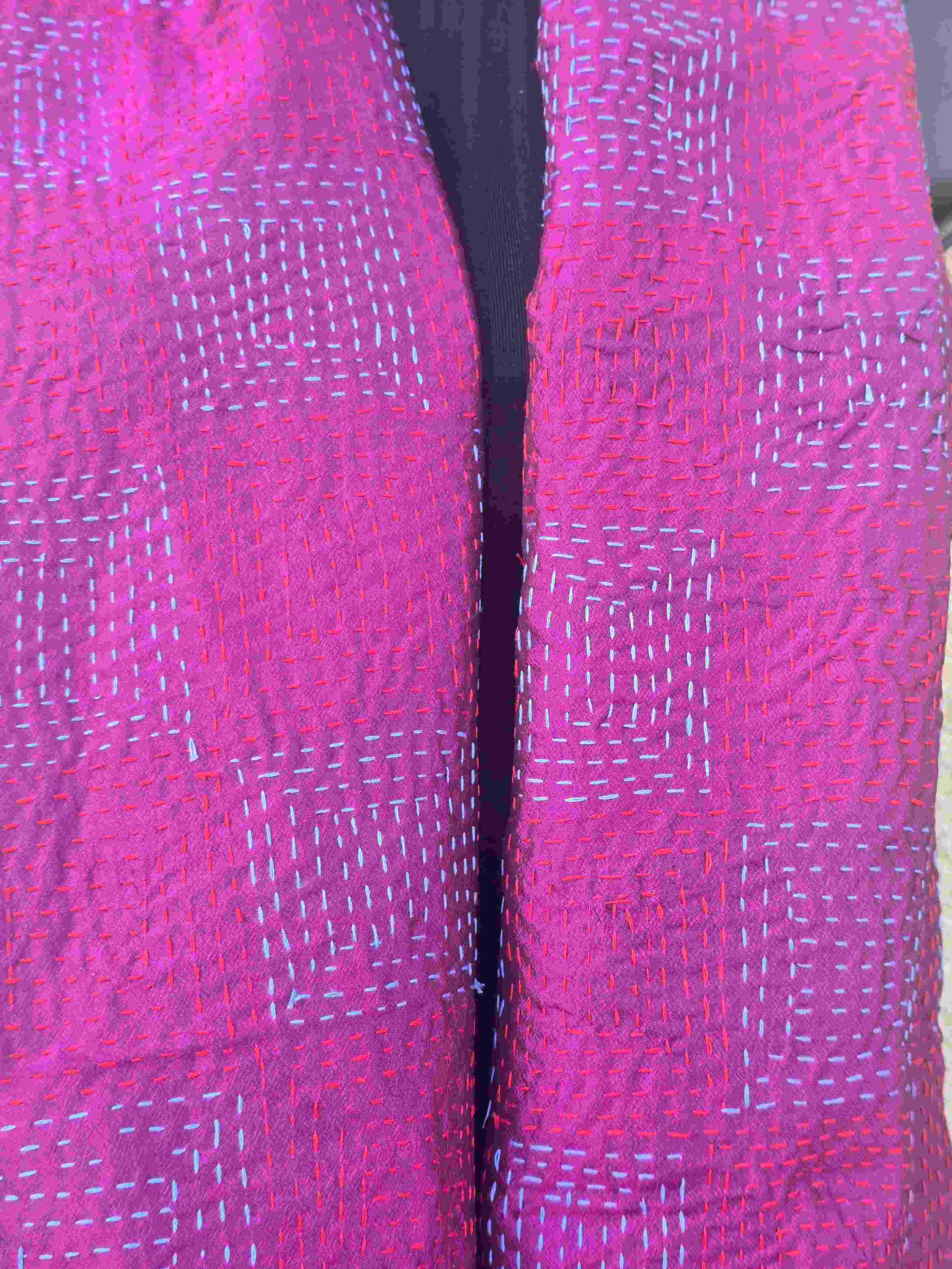 Kantha silk scarf closeup