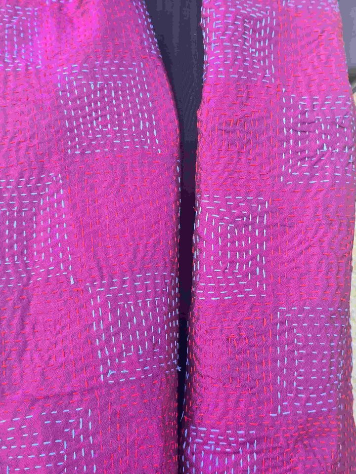Kantha silk scarf closeup