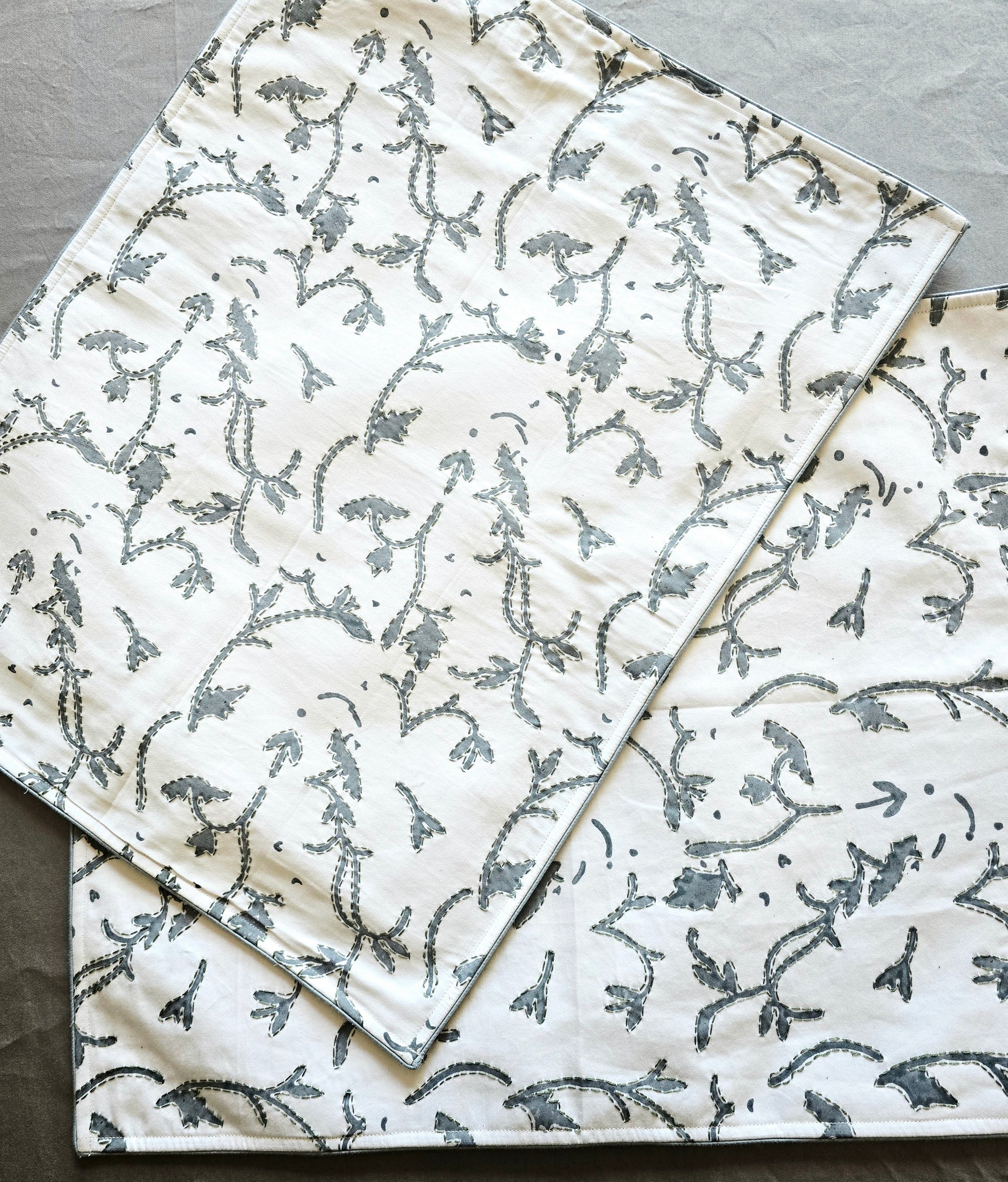 White Organic Cotton Kantha Placemat Set