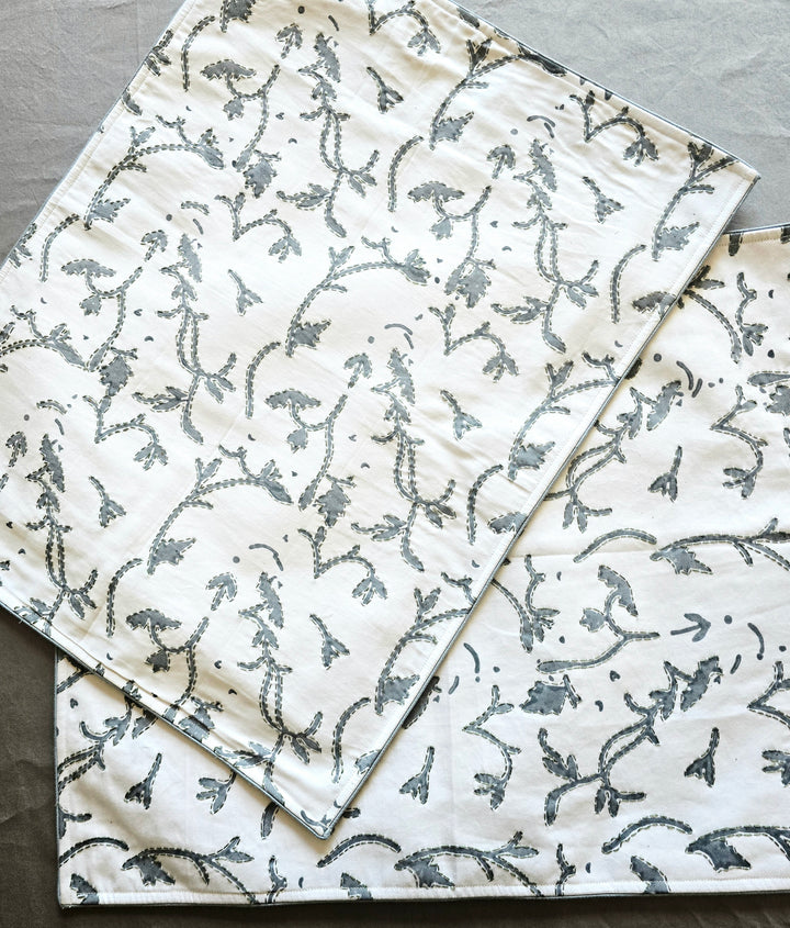 White Organic Cotton Kantha Placemat Set