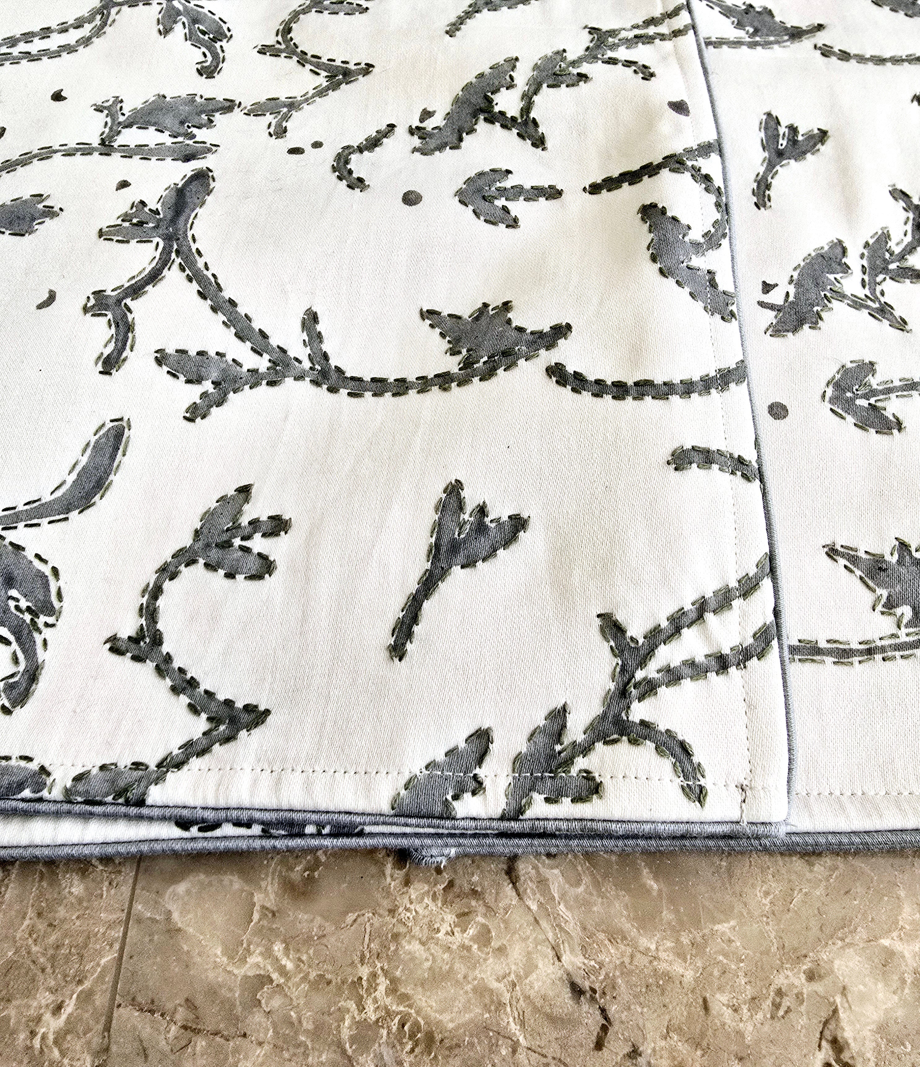 White Organic Cotton Kantha Placemat Set