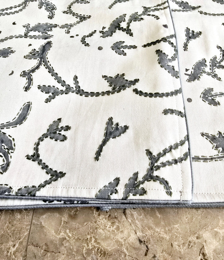 White Organic Cotton Kantha Placemat Set