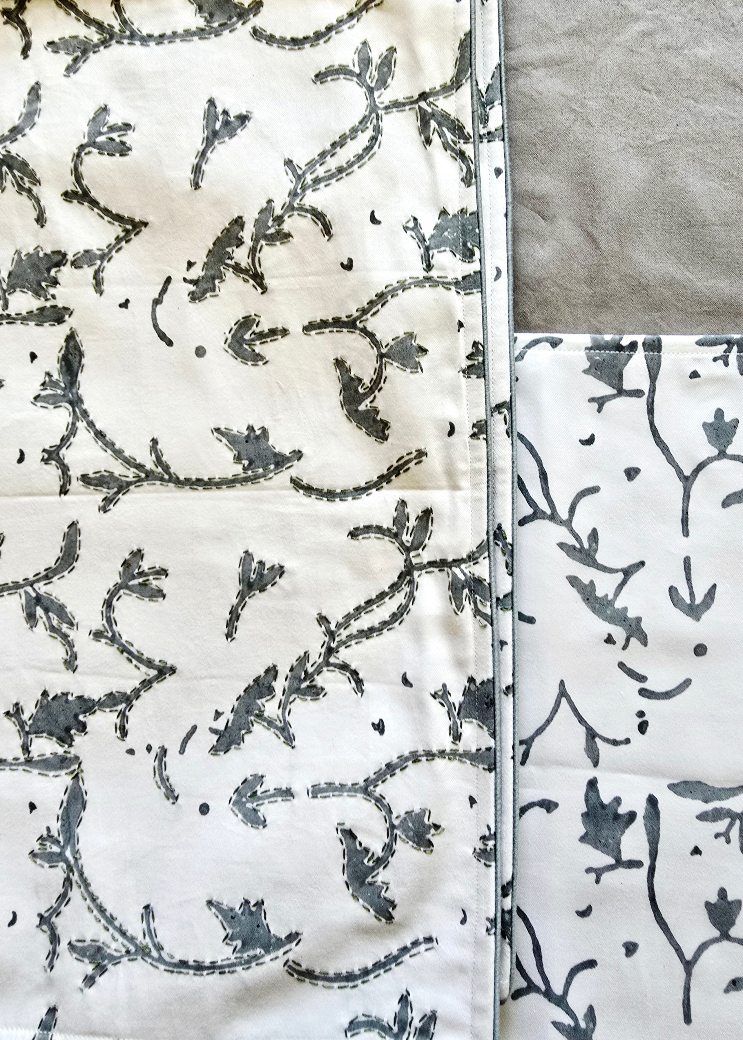 White Organic Cotton Kantha Placemat Set