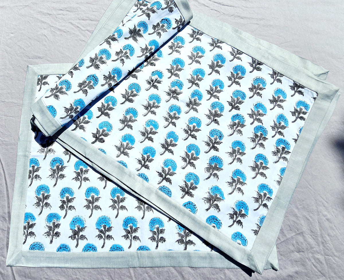 White Pure Cotton Hand block Printed Placemat