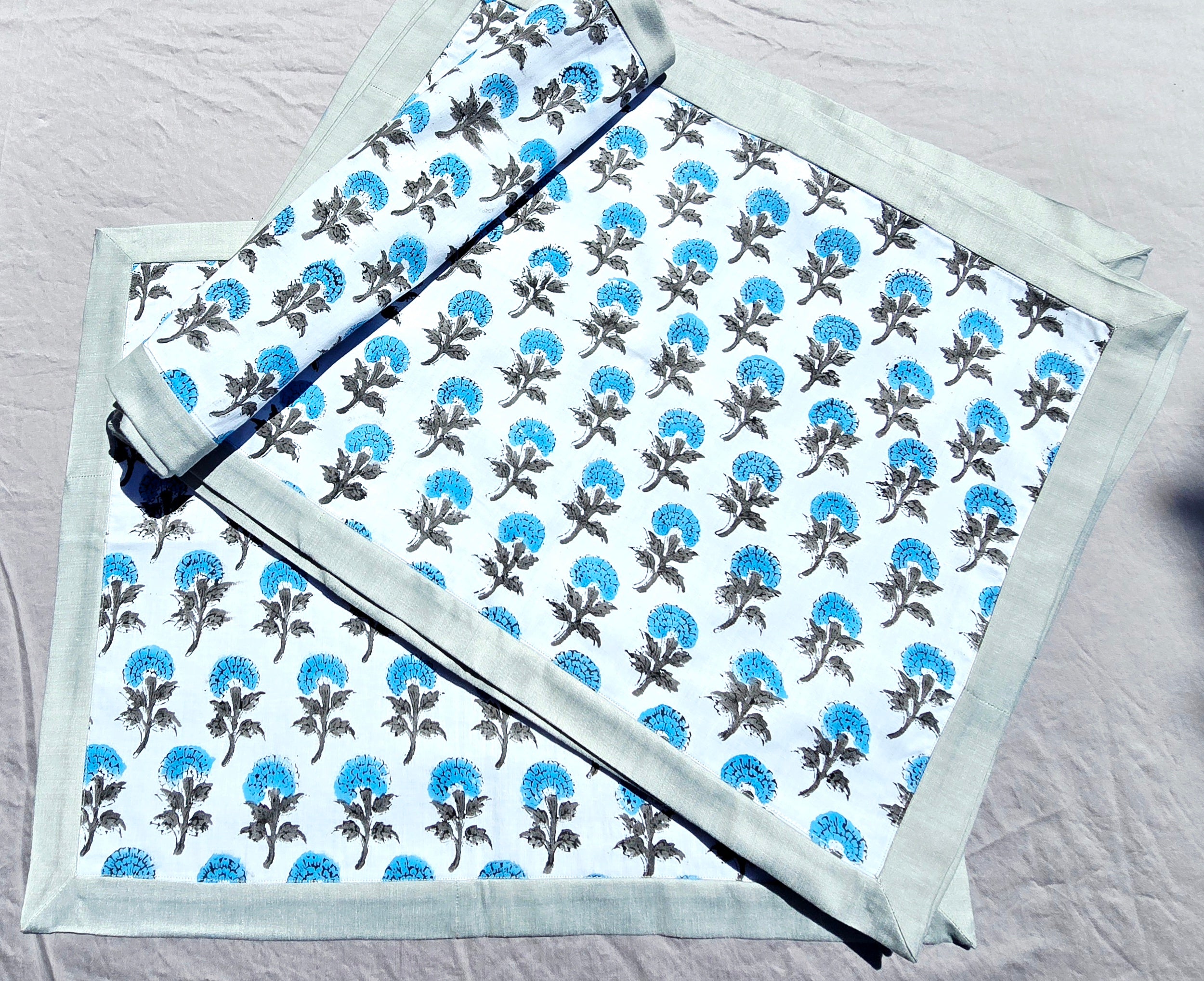 White Pure Cotton Hand block Printed Placemat