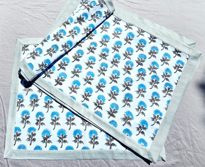 White Pure Cotton Hand block Printed Placemat