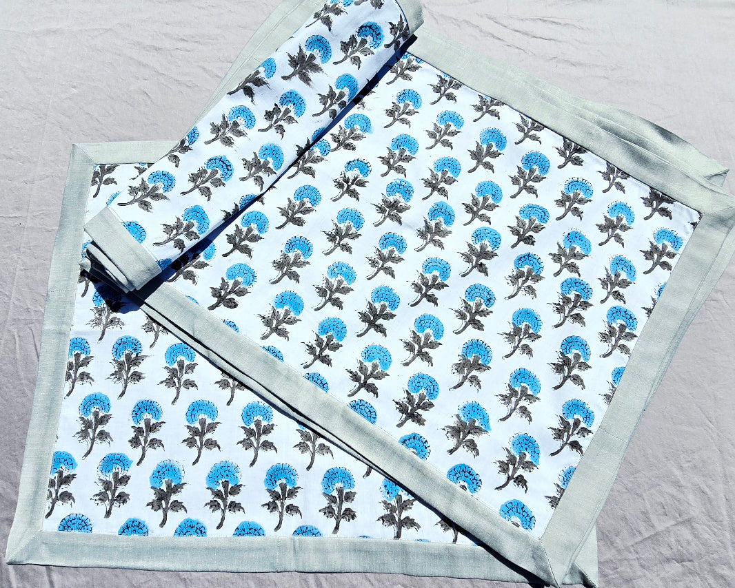 White Pure Cotton Hand block Printed Placemat