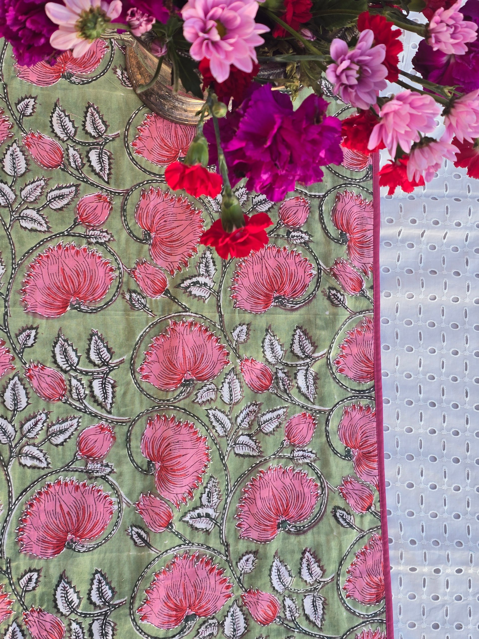 Florens Kantha on Block Printed Table Runner