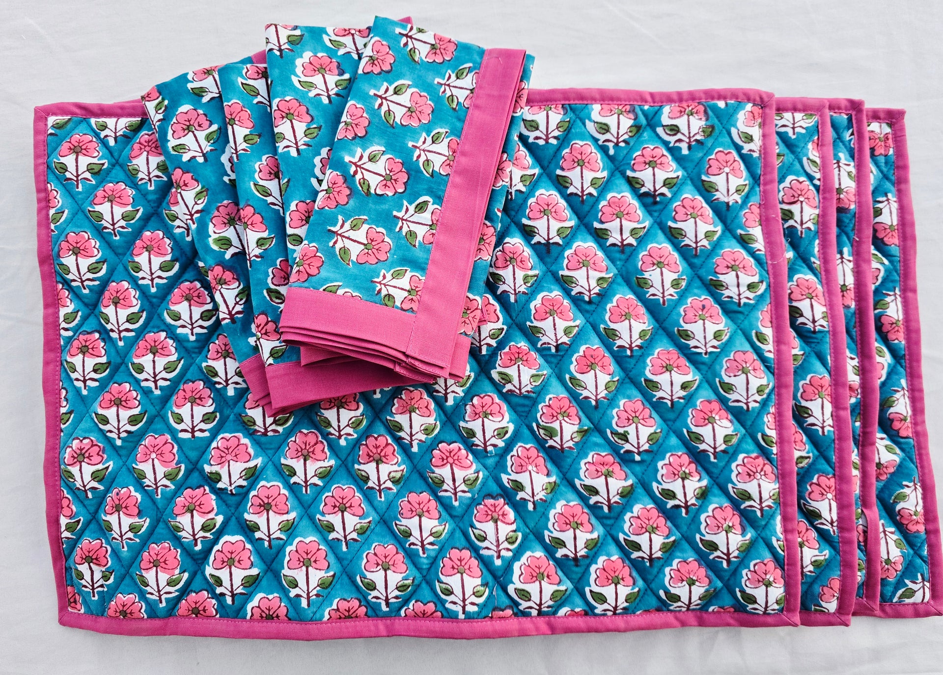 California Wild Rose Cotton Handmade Quilted Placemat