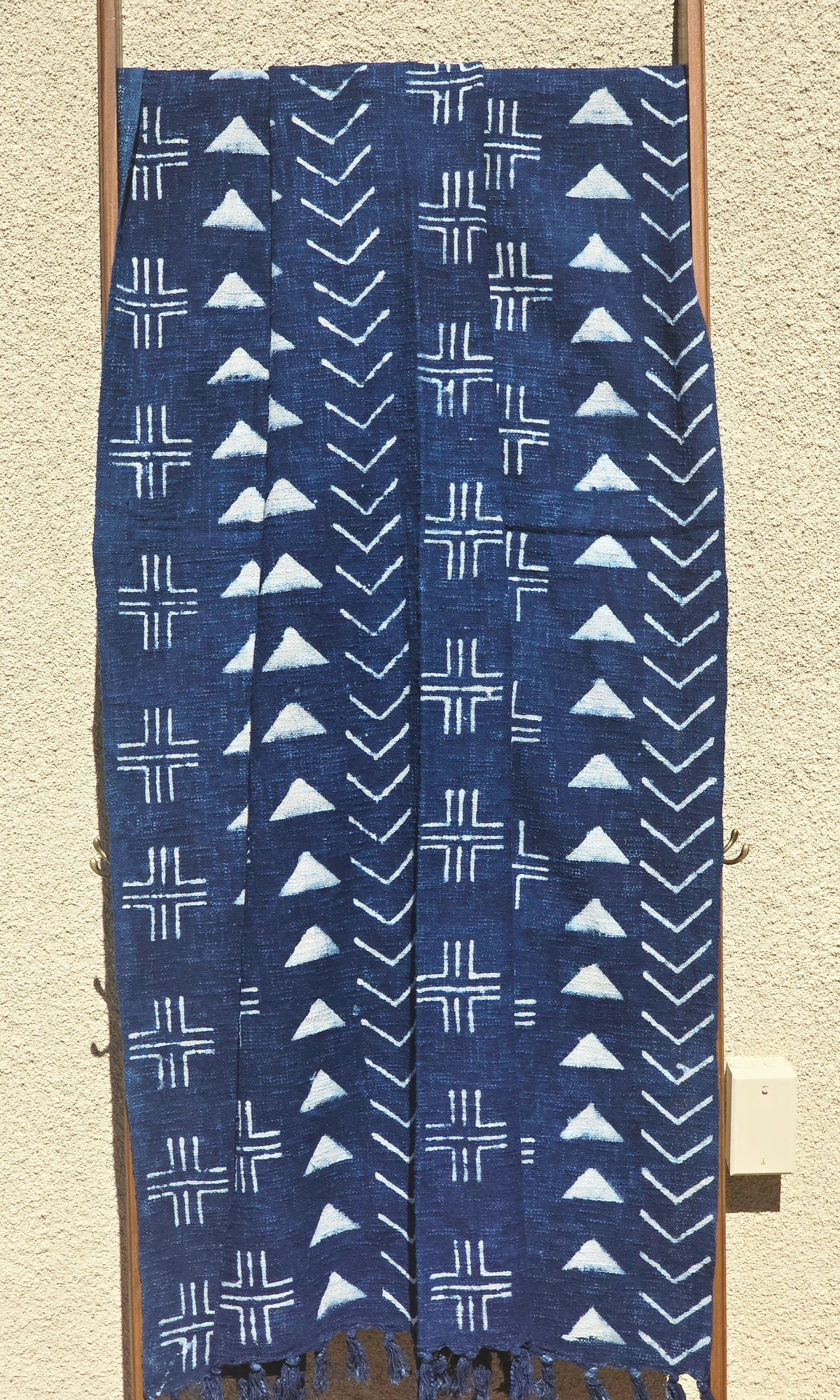 handmade indigo cotton throw geometric pattern