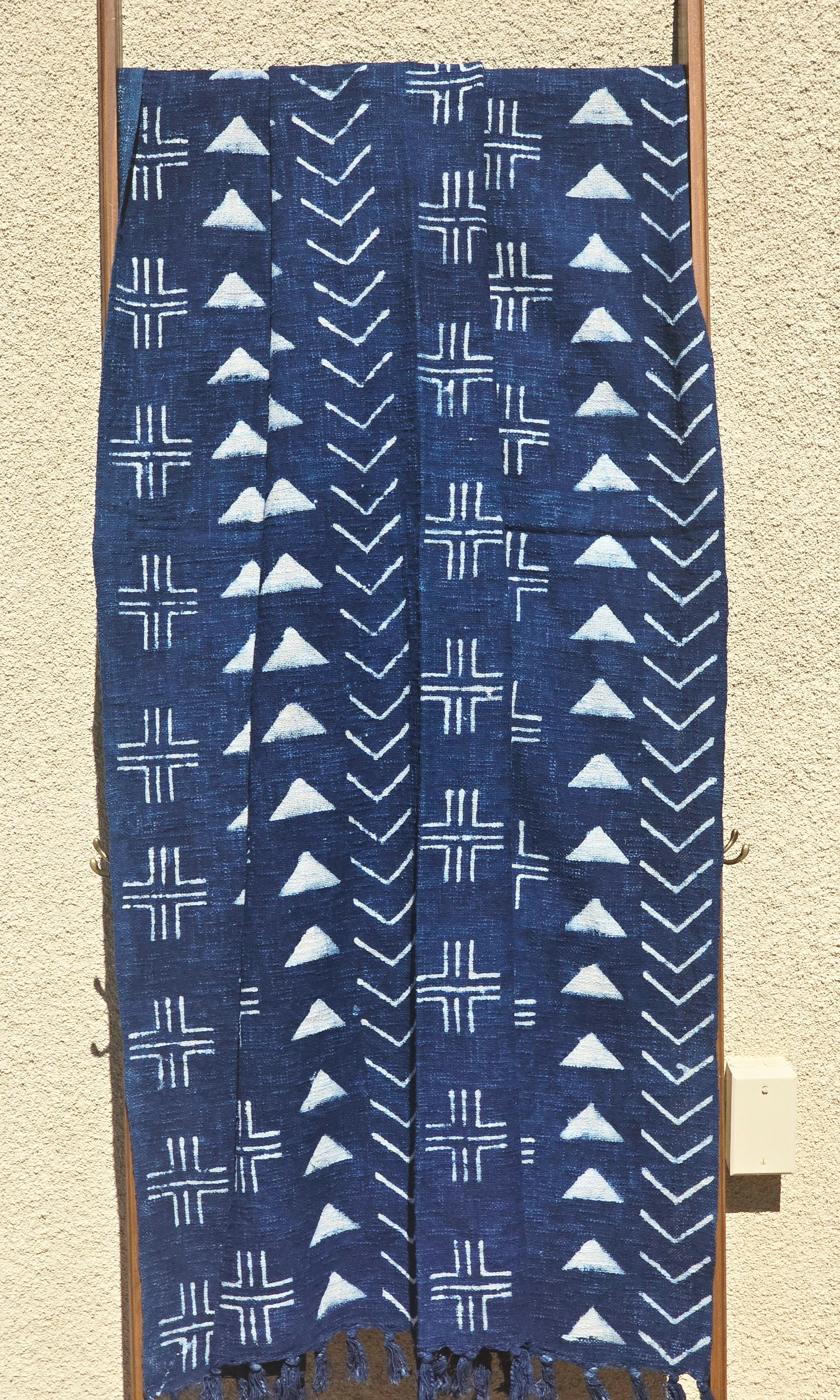 handmade indigo cotton throw geometric pattern