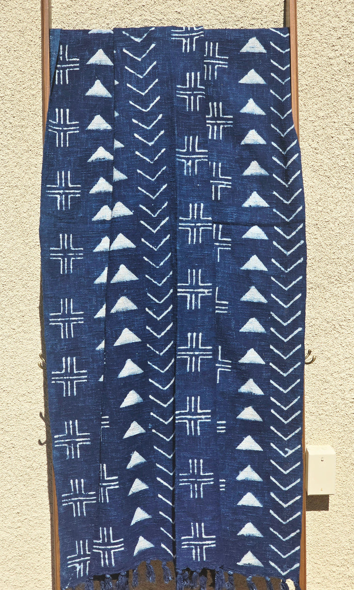 handmade indigo cotton throw geometric pattern