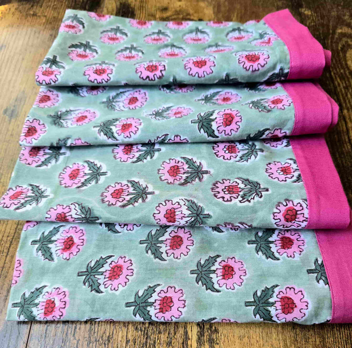 Wildflower Pure Cotton Hand block Printed Napkin Set - Ohana Earth