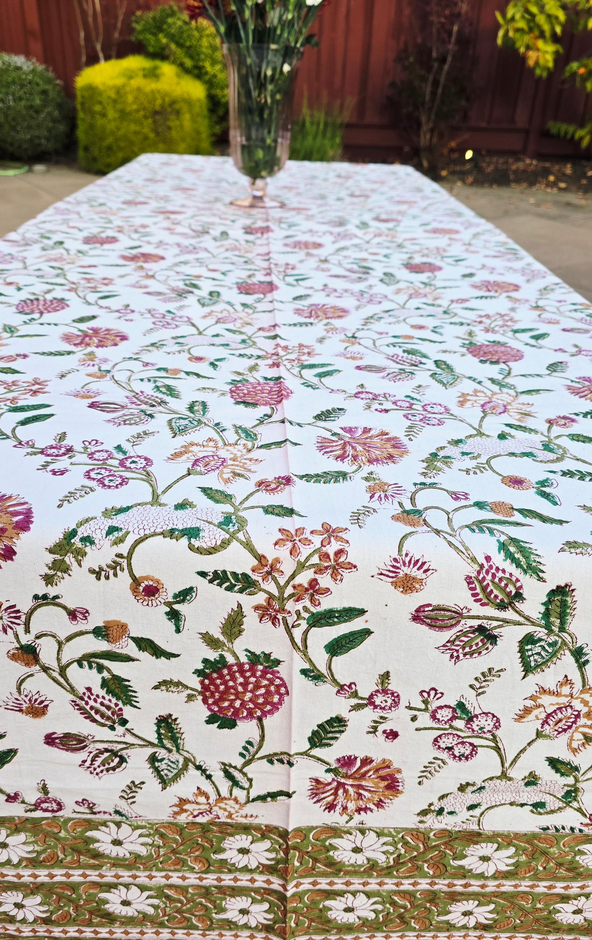 Floral Medley Block Printed Table Cloth
