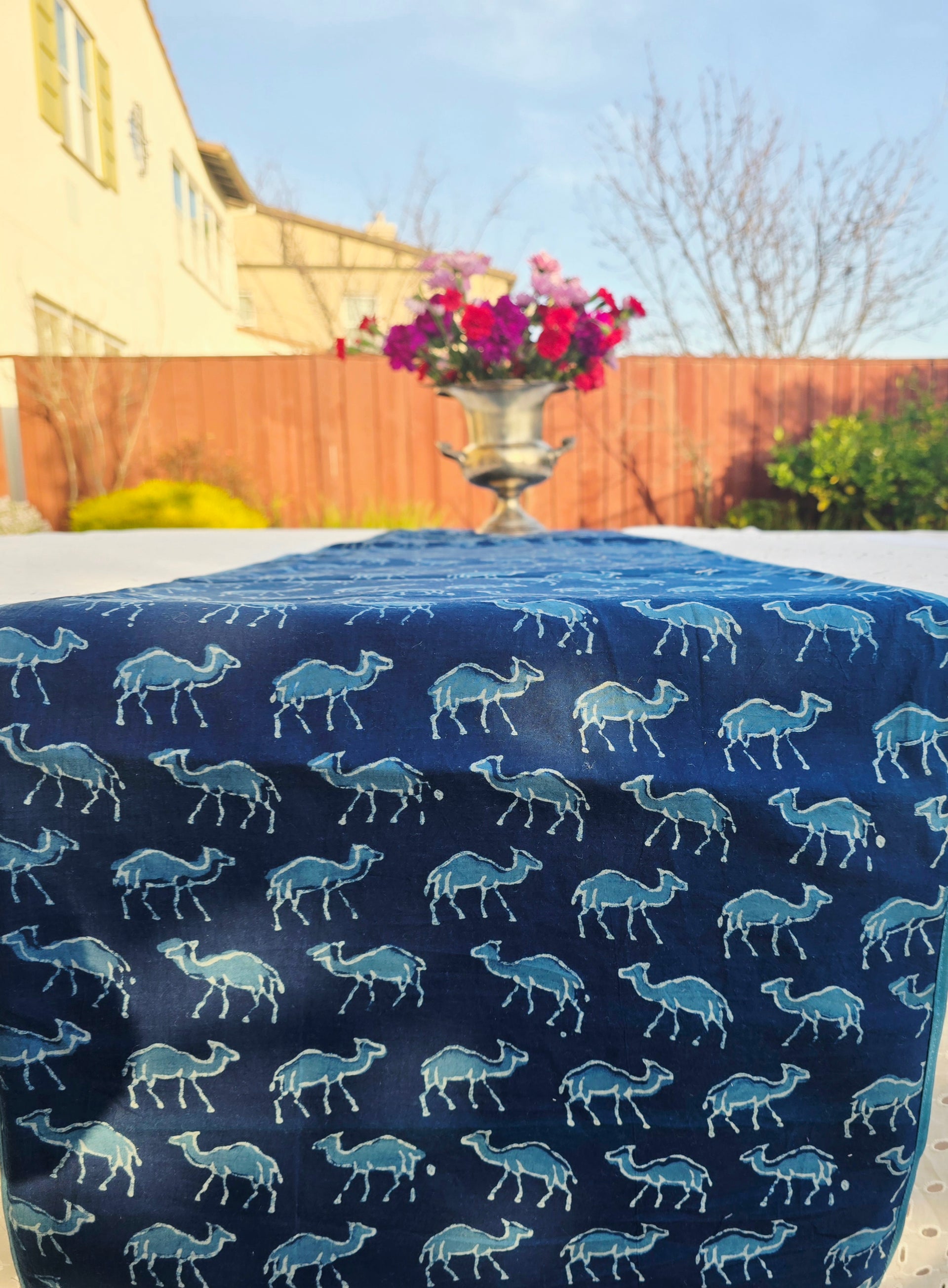 The Camel Indigo Handcrafted Table Runner