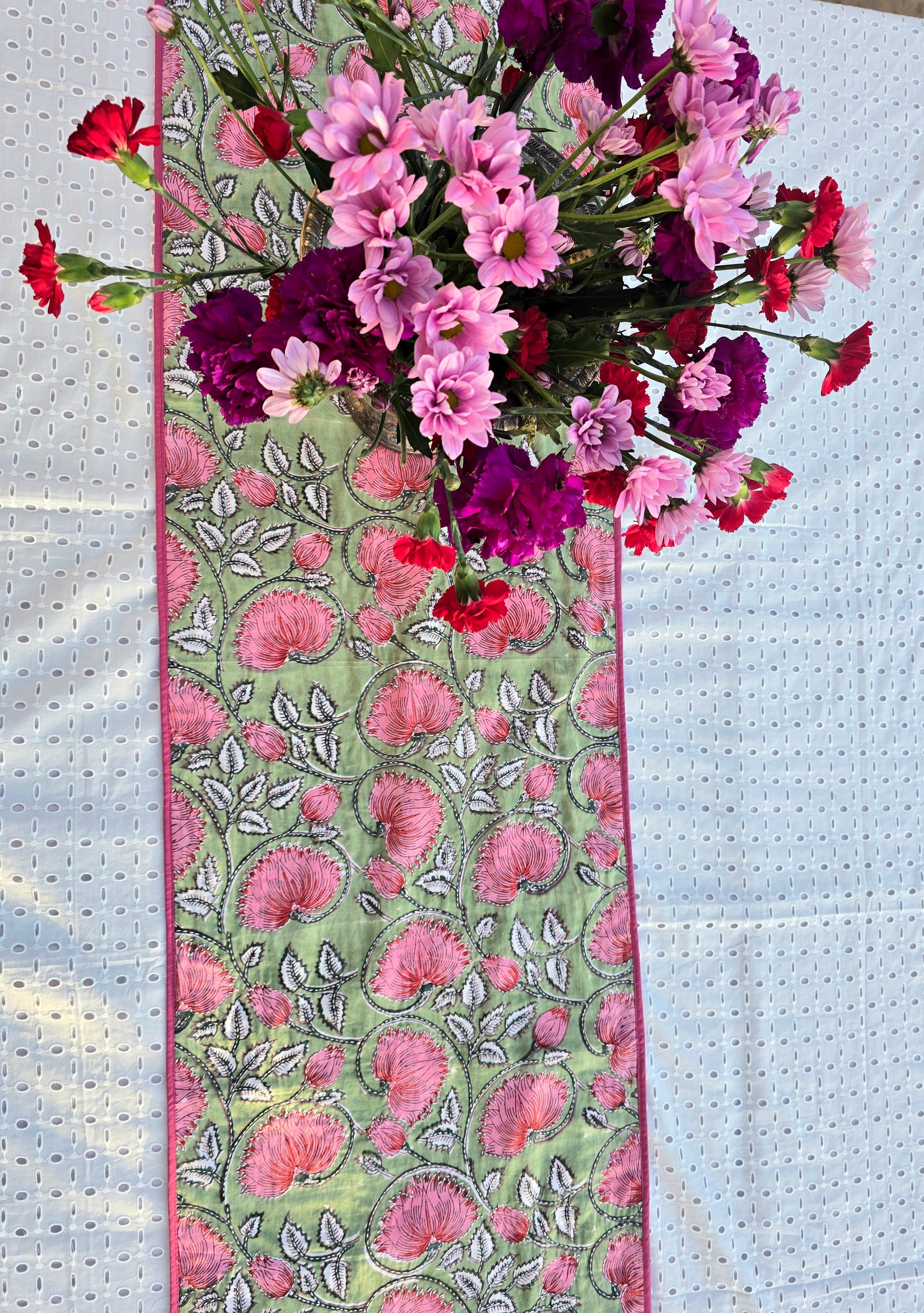 Florens Kantha on Block Printed Table Runner