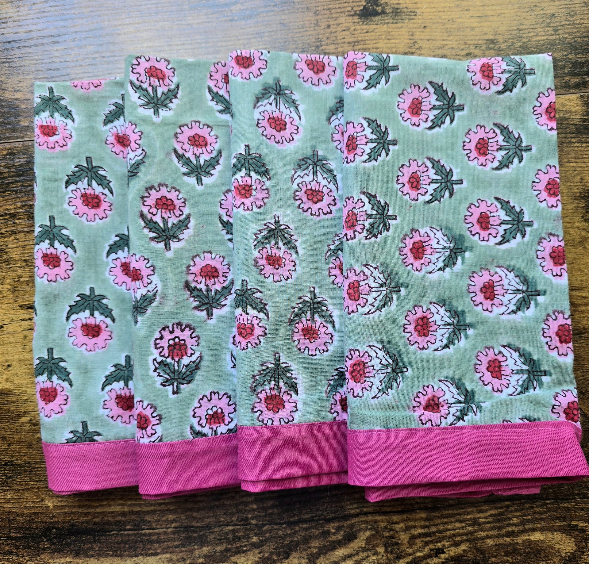 Wildflower Pure Cotton Hand block Printed Napkin Set