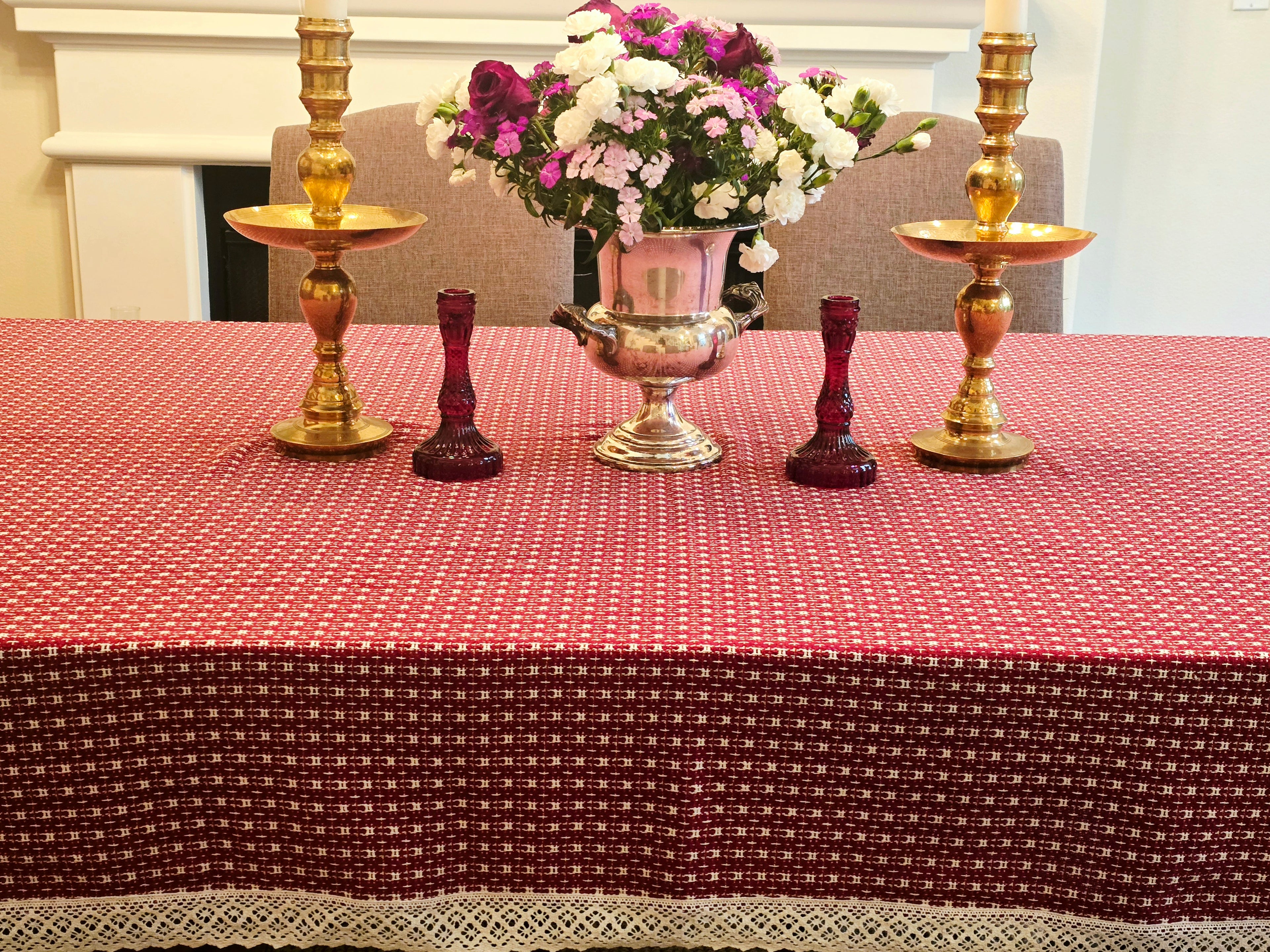 Love is Red and Lace Table Cloth - Ohana Earth