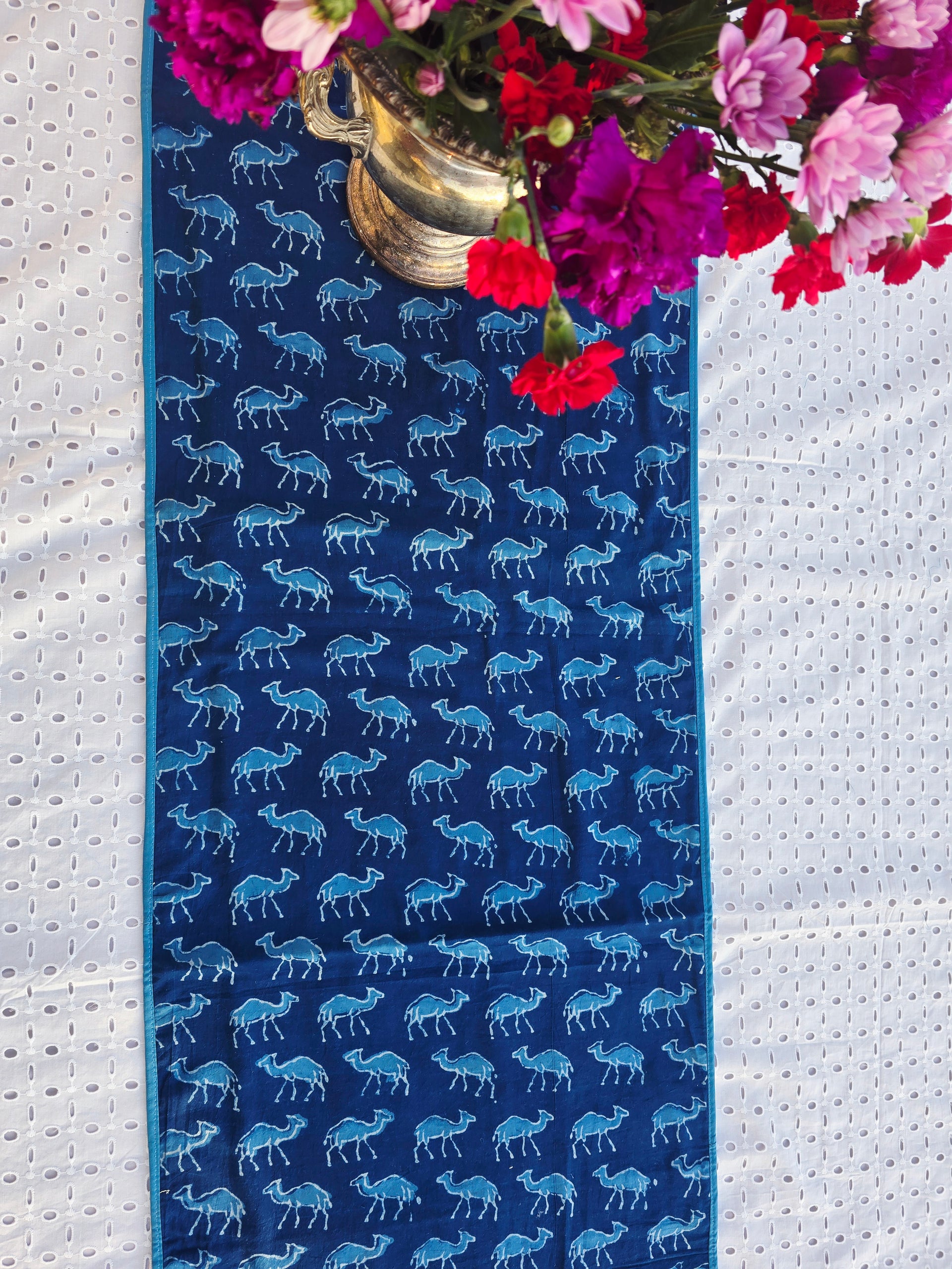 The Camel Indigo Handcrafted Table Runner