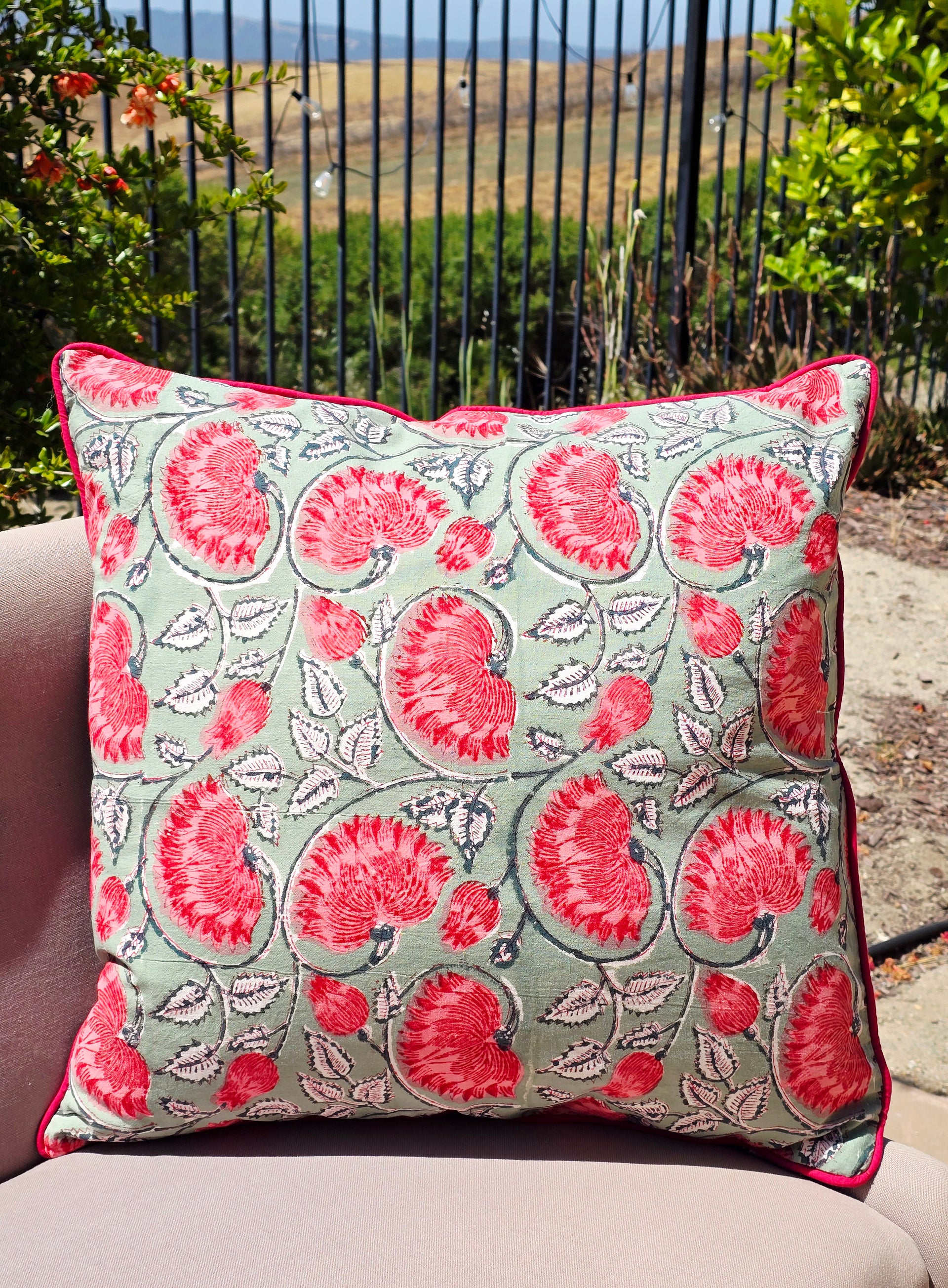 Hello Fall Hand Block Printed Cushion Cover