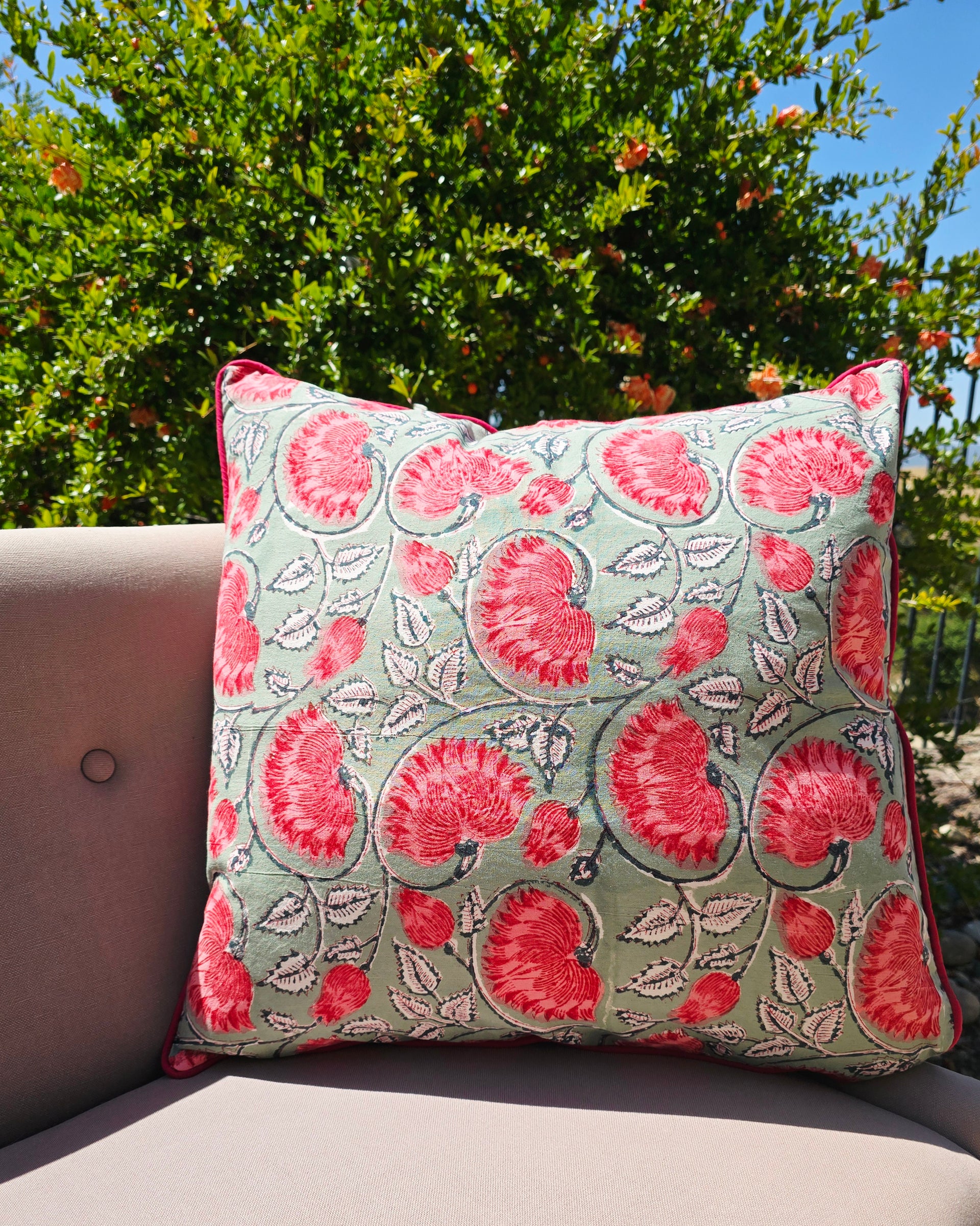 Hello Fall Hand Block Printed Cushion Cover