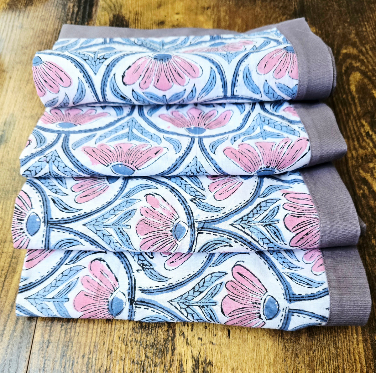 Floral cotton napkin on dining table