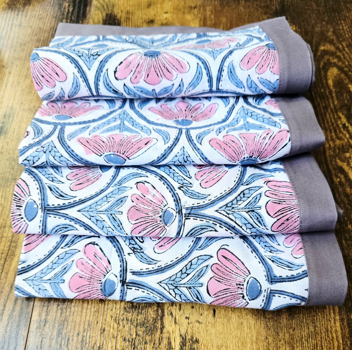 Floral cotton napkin on dining table