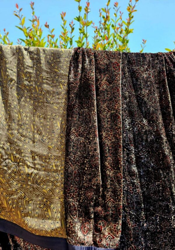 Ajrakh-Inspired Silk & Velvet Throw