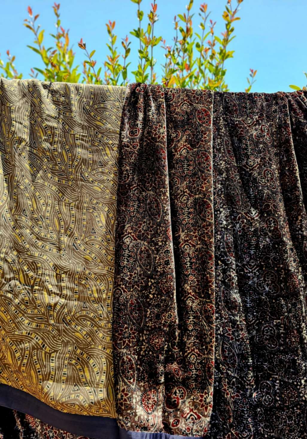 Ajrakh-Inspired Silk & Velvet Throw