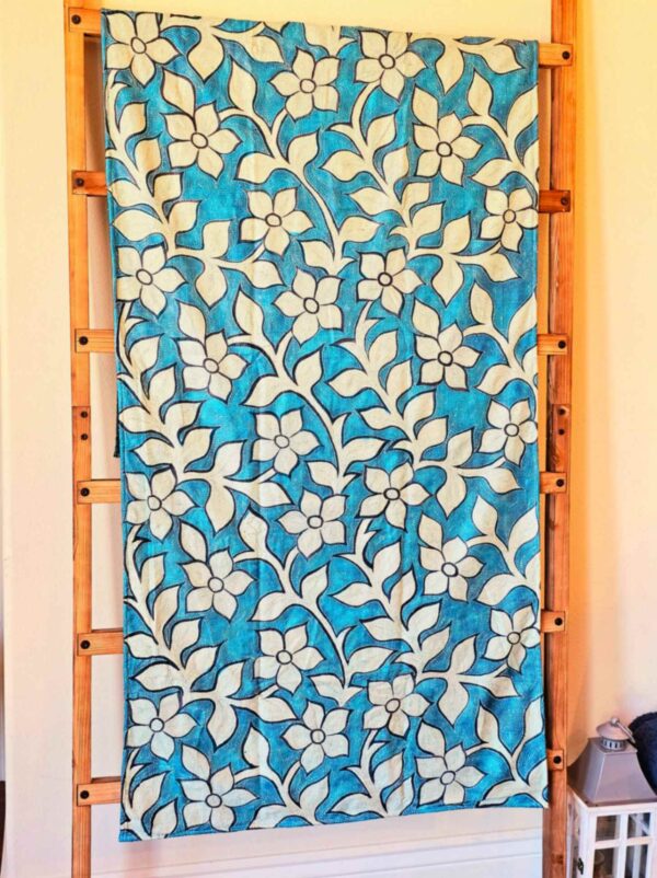 Bloom-garden Blue Kantha Throw - Image 2