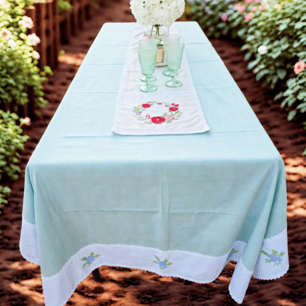 Embroidered Cotton Tablecloth – Handmade, Minimal & Sustainable | Ohana Earth